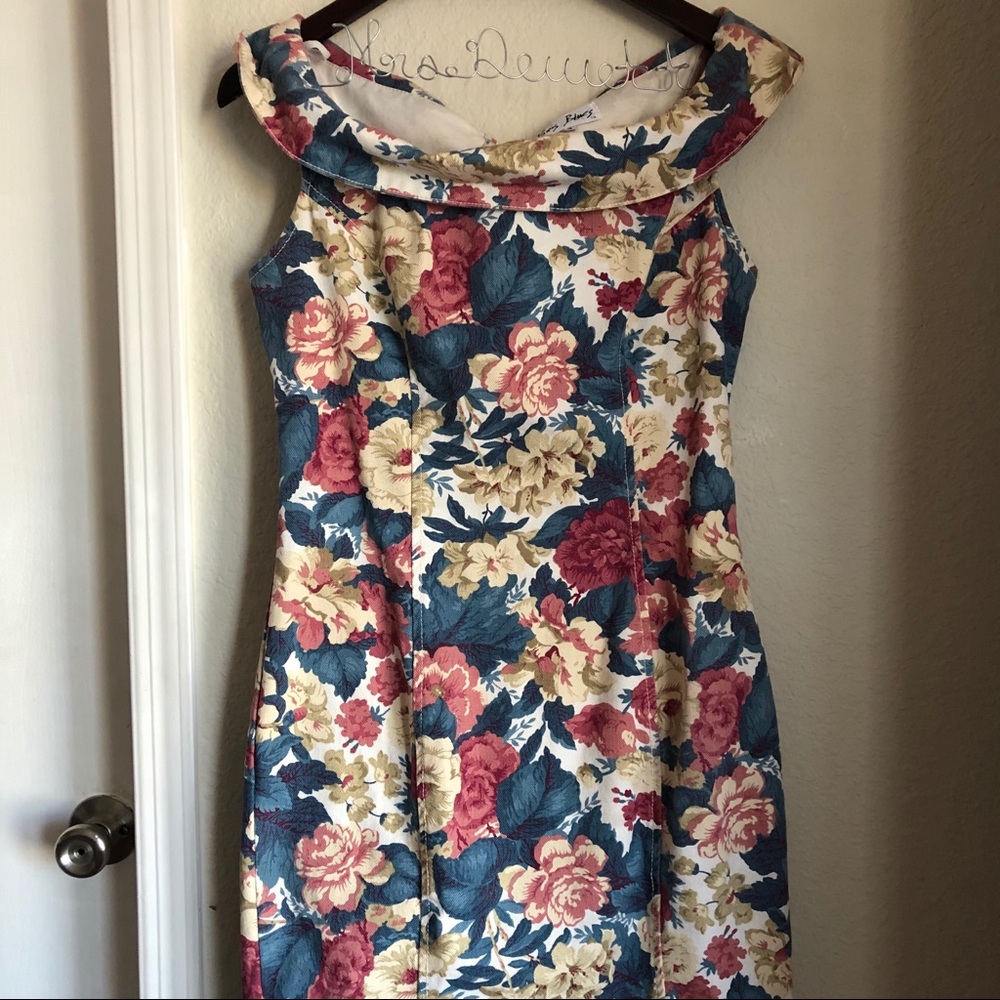 Vintage floral print canvas dress